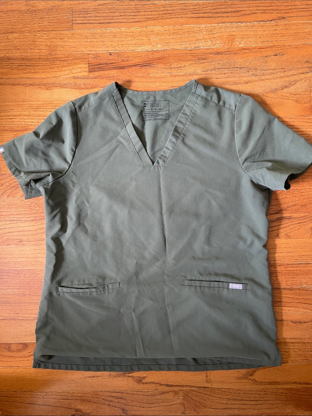 FIGS Women’s Olive Green V-Neck Scrub Top